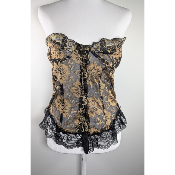 Undercover Other - Vintage Undercover Wear Black Gold Lace Bustier Corset Strapless 34B Style 76060
